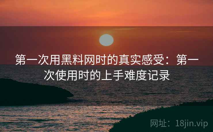 第一次用黑料网时的真实感受:第一次使用时的上手难度记录 第一次用黑料网时的真实感受:第一次使用时的上手难度记录