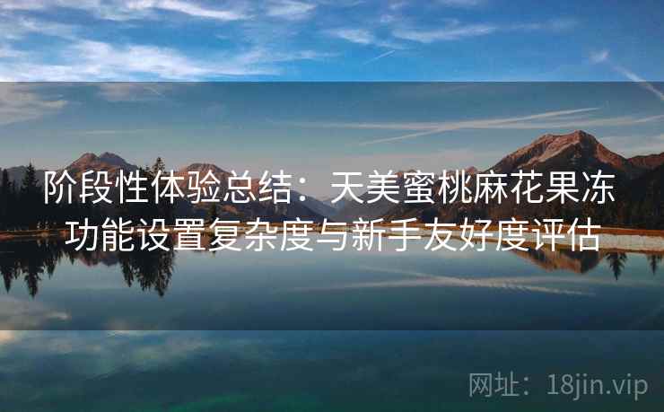 阶段性体验总结:天美蜜桃麻花果冻 功能设置复杂度与新手友好度评估 阶段性体验总结:天美蜜桃麻花果冻 功能设置复杂度与新手友好度评估